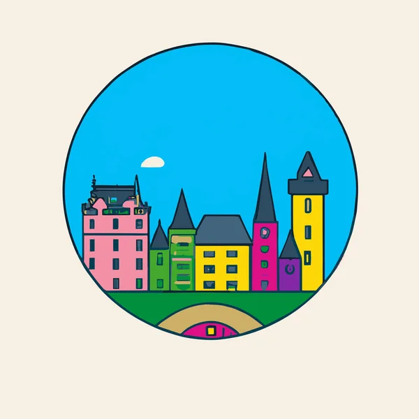 Luxemburg Stad Skyline Icon Illustration — Stock vektor