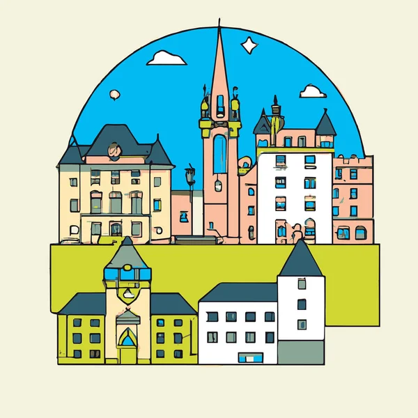 Luxembourg City Skyline Illusztráció — Stock Vector