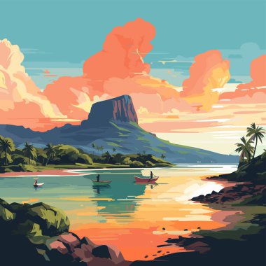 Mauritius, Mauritius Cumhuriyeti, Renkli Vektör Çizimi