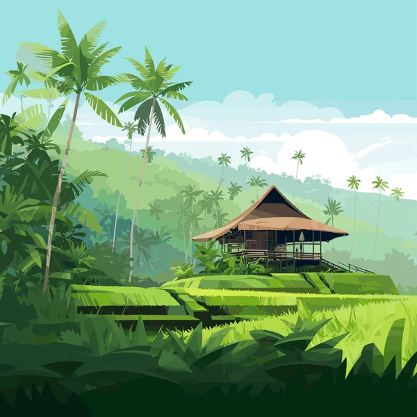 Бали Индонезия Красочный Векторный Рисунок — стоковый вектор