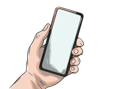 El Tutma Telefonu ve Boş Beyaz Ekran Vectorbp, Karakteristik Çizgi Roman Sanatı, Referanslı Resimler, Detaylı Gölgeleme