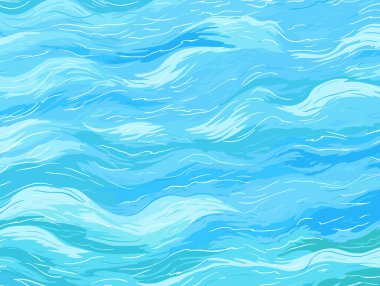 Water Waves Background Illustration Art, Nautical, In The Style Of Freehand Painting, Tumblewave, Lively Seascapes, Sky-Blue, Whimsical Illustration clipart