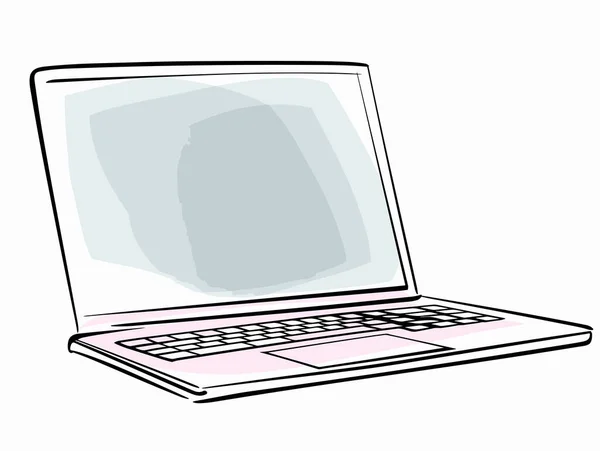 Imagem Laptop Vazio Fundo Branco Estilo Rosa Claro Cinza Trabalho — Vetor de Stock