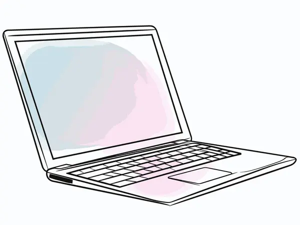 Laptop Clipe Arte Vetor Clipe Arte Ilustração Ícone Mão Desenhada — Vetor de Stock