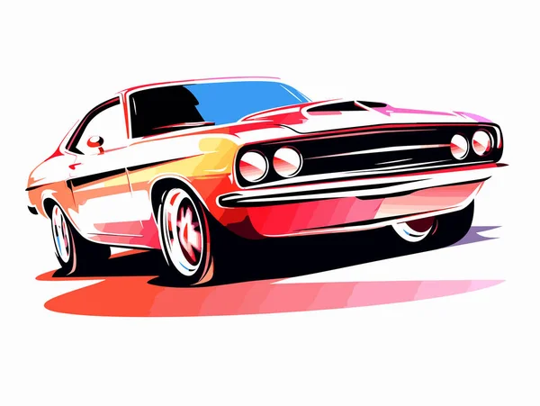 Motorsports Vintage Red Car In The Style Of Colorful Gradients, Speedpainting, Light Pink And Amber, Hd, Minimalistic Black And White Sketches