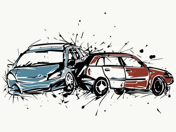 Dwa Samochody Zderzające Się Ilustracji Wypadku Stylu Ekspresyjnego Stylu Manga — Wektor stockowy