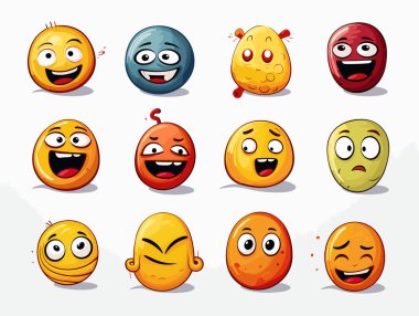 Elle çizilmiş 8 farklı Emoji ifadesi
