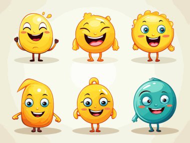 Elle çizilmiş 8 mutlu Emoji ifadesi