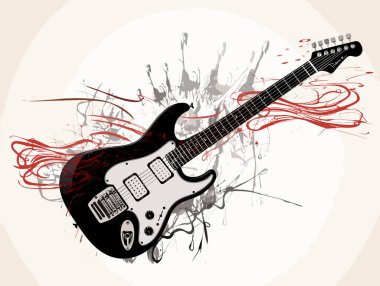 Grunge arkaplanda gitar - elle çizilmiş müzik