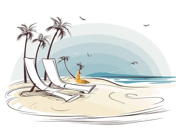 Χαλαρώστε Στην Παραλία Στο Χέρι Που Στυλ Royalty Free Εικονογραφήσεις Αρχείου