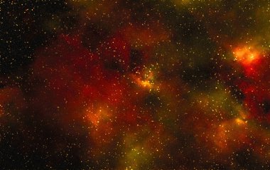 Yıldız tozu ve parlayan yıldızlarla dolu bir arka plan. Gerçekçi kainat ve renkli nebula. Renkli galaksi. 3d illüstrasyon.