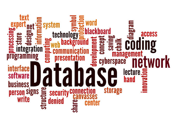 Word Cloud with DATABASE concept.