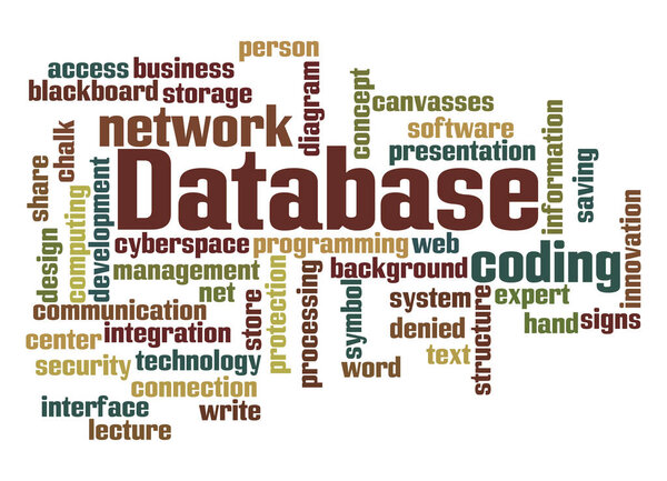 Word Cloud with DATABASE concept.
