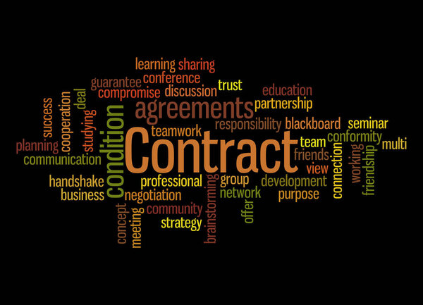 Облако слов с концепцией CONTRACT.