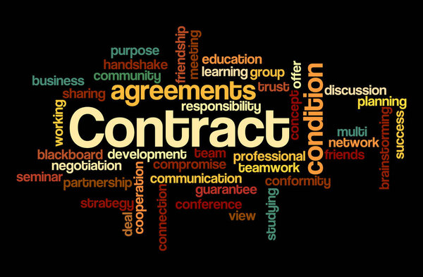 Облако слов с концепцией CONTRACT.