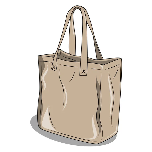 Vector Cartoon Tote Bag Netuhým Tvarem Taška Textilu Rukojetí Taška — Stockový vektor