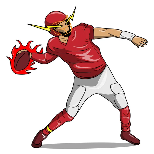 Vector Illustration Super Bowl Player Throwing Smoldering Ball Lightning Flashing — Stock Vector