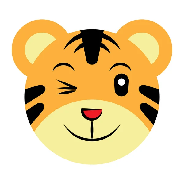 Cute Tygrys Twarz Wektor Ikona — Wektor stockowy