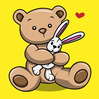 vector teddy bear hugging a teddy rabbit with love