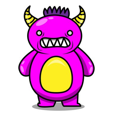 Cute Cartoon Monsters illustration. Flat vector
