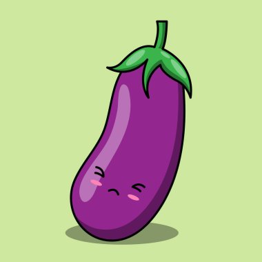 vector cute eggplant vegetable character. Vegetable kawaii