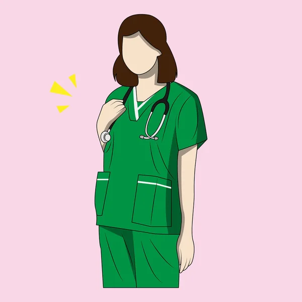 Médecin Uniforme Médical Cartoon Style Médecin Famille Travailleur Médical Ambulancier — Image vectorielle