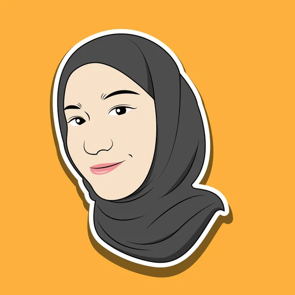 Gambar Vektor Dari Seorang Wanita Muslim Wajah Dalam Jilbab Dengan - Stok Vektor
