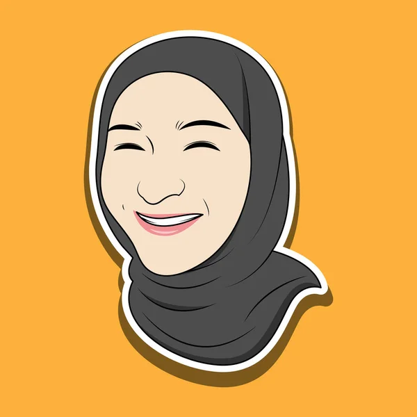 Векторна Ілюстрація Обличчя Мусульманки Хіджабі Кумедним Виразом — стоковий вектор