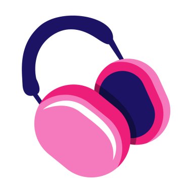 Vektör kulaklık simgesi. Düz kulaklık ikonu. Web afişi, web ve mobil, bilgi grafikleri için düz tasarım vektör illüstrasyon kavramı. Kulaklık simgesi grafiği