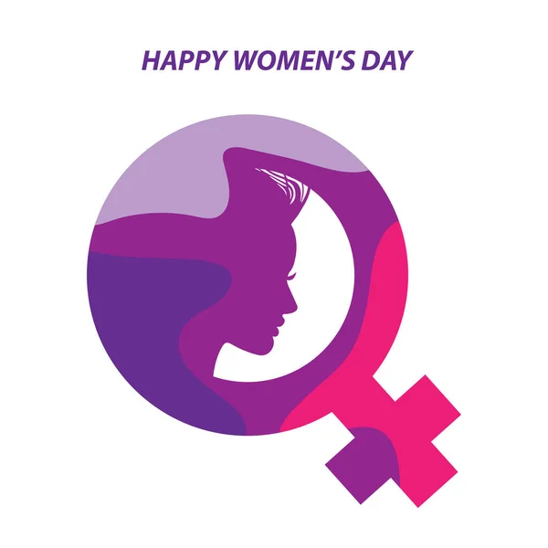 Vecteur Happy Womens Day Concept Design Avec Symbole Féminin — Image vectorielle