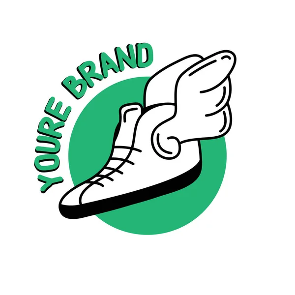 Winged Shoe Logo Retro Style — Stock Vector