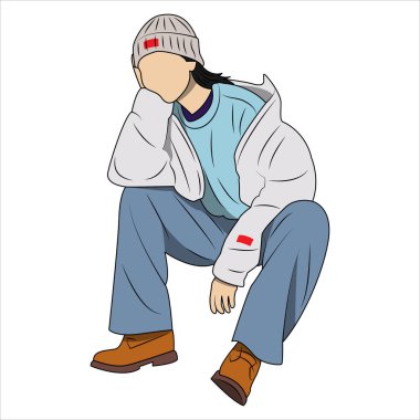 Otururken kadın vektörü