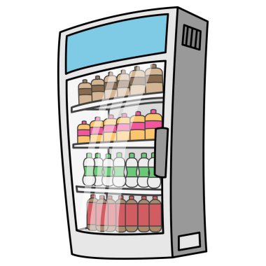 Mini markette içecek buzdolabı vektörü