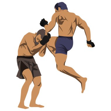 Tekme atan iki dövüşçünün vektörü