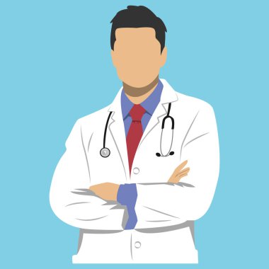 Doktor kıyafetiyle birlikte bir erkek doktorun portresi.