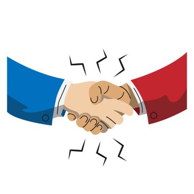 İnsanların el sıkışmasının vektör illüstrasyonu bir anlaşma ya da barış işareti olarak