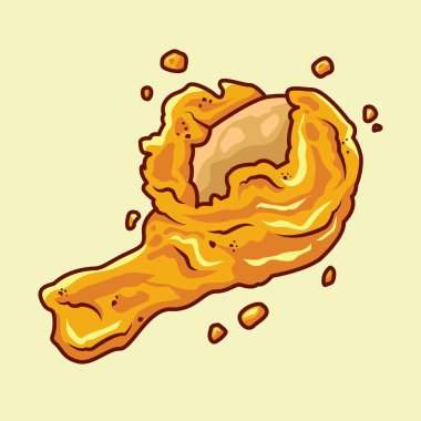 Uçan kırıntılı tavuk budu vektör karikatürü. Gıda premium simgesi.
