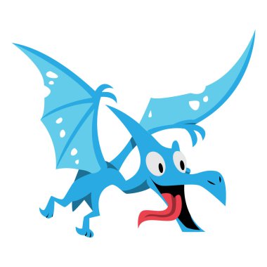 Tarih öncesi hayvan Pteranondon 'da uçan sevimli bir vektör. Çocuklar için sevimli dino karakterleri