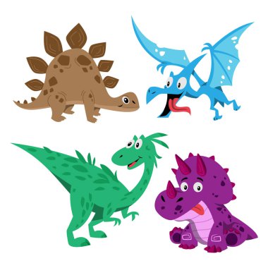 Çocuklar dinozor seti. Çocuk eğitimi için şirin bir dinozor koleksiyonu.