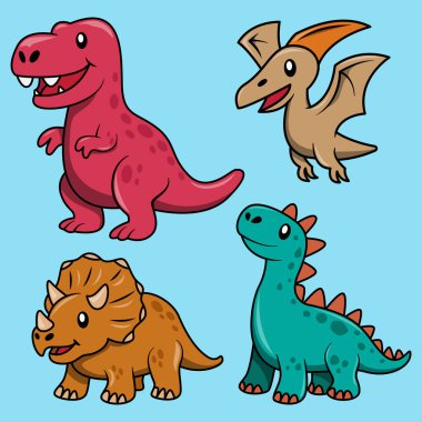 Şirin karikatür vektör dinozor. Çocuk eğitimi için dinozor