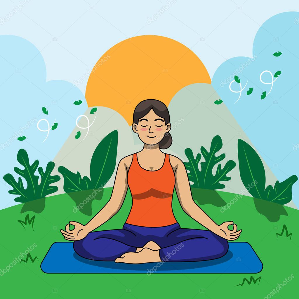 International yoga day vector. Yoga relaxing posture. Minimal vector illustration design