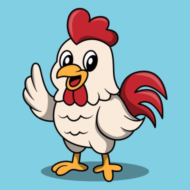 Bir Tavuk Maskotunun Çizgi Film Çizimi