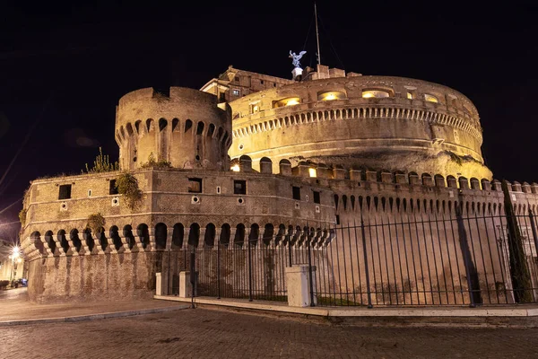 Rom Italien Angelus Slott Natten Med Belysning — Stockfoto