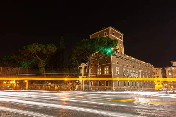 Rom Italien Arkitektur Centrum Natten Med Bakgrundsbelysning — Stockfoto