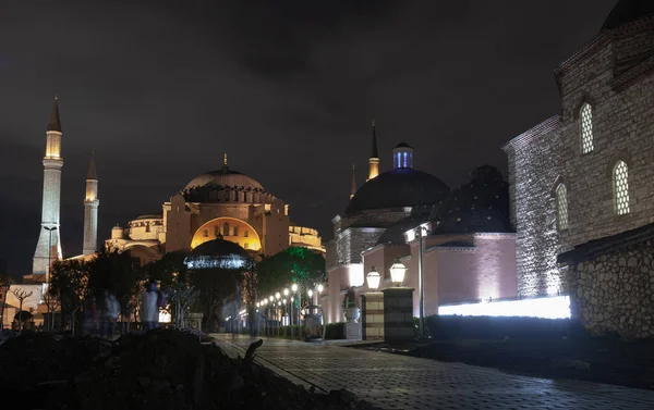 Ruas Istambul Noite Mesquita Sophia Uma Bela Paisagem — Fotografia de Stock