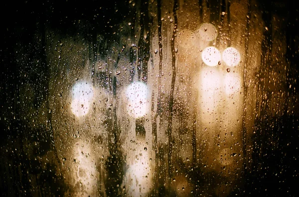 Glass Reflections Blurred Light Car Headlights Rain — Stock Photo, Image