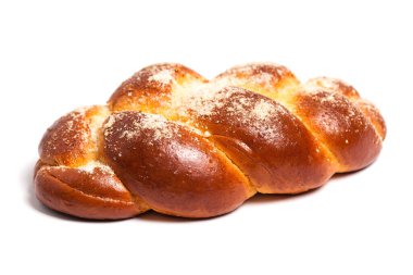 İzole edilmiş taze ekmek beyaz arka planda tatlı rulo