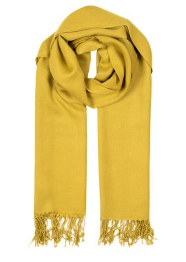 yellow women's scarf beautifully folded on an isolated white background
