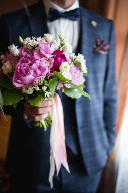 beautiful photo closeup wedding flower bouquet