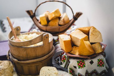 traditional Ukrainian cheese of various varieties